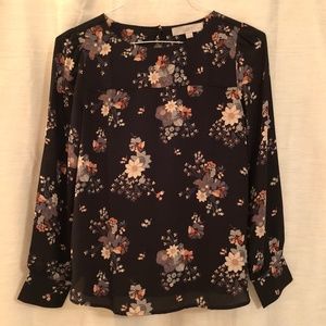 LOFT Button-Back Floral Blouse